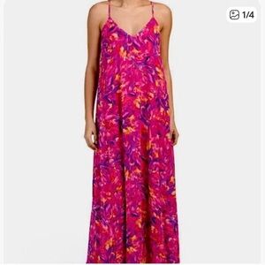 Nicole Miller Pink Fuchsia Floral Maxi Dress